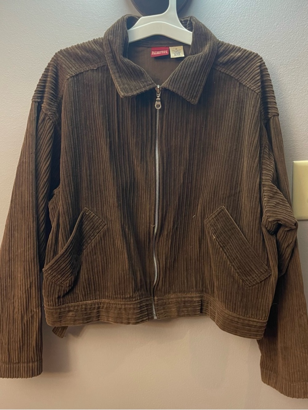 Vintage palmetto’s 100% cotton brown corduroy cropped zip up jacket